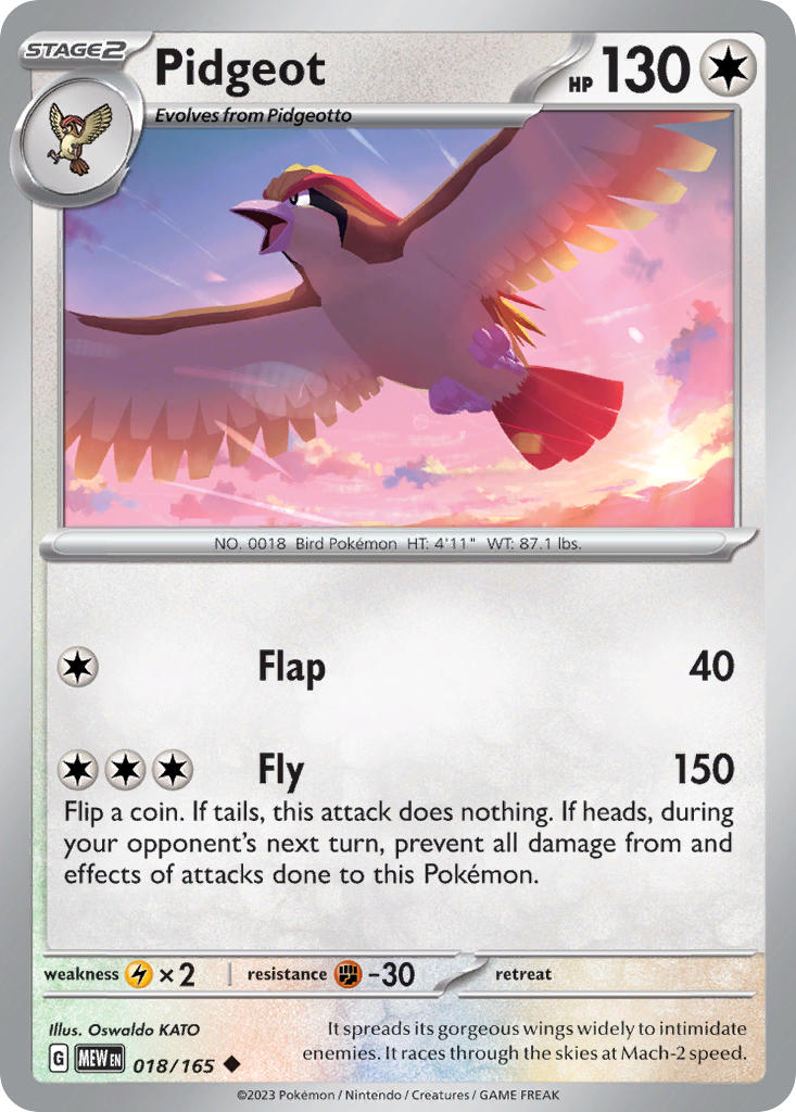 Pidgeot⁣ - 151⁣ (Uncommon)⁣ [018] English / Near Mint / Normal