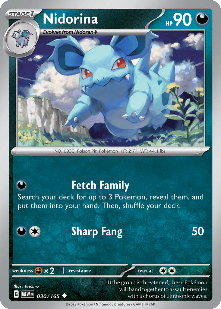Nidorina⁣ - 151⁣ (Uncommon)⁣ [030] English / Near Mint / Reverse-Holo Normal