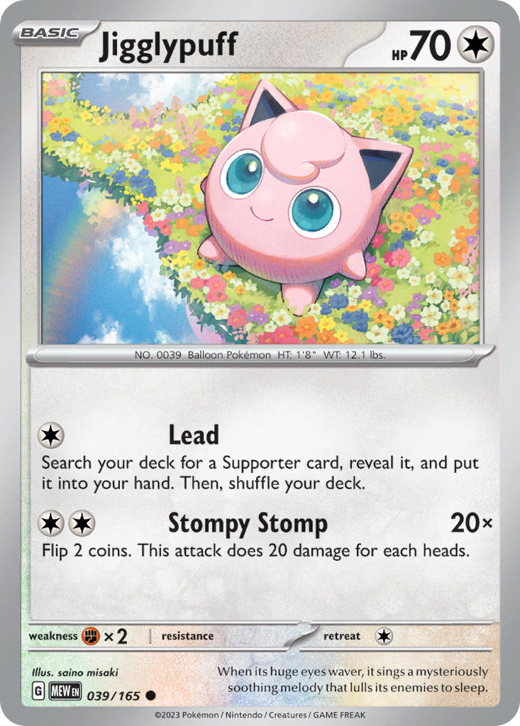 Jigglypuff⁣ - 151⁣ (Common)⁣ [039] English / Near Mint / Reverse-Holo Normal