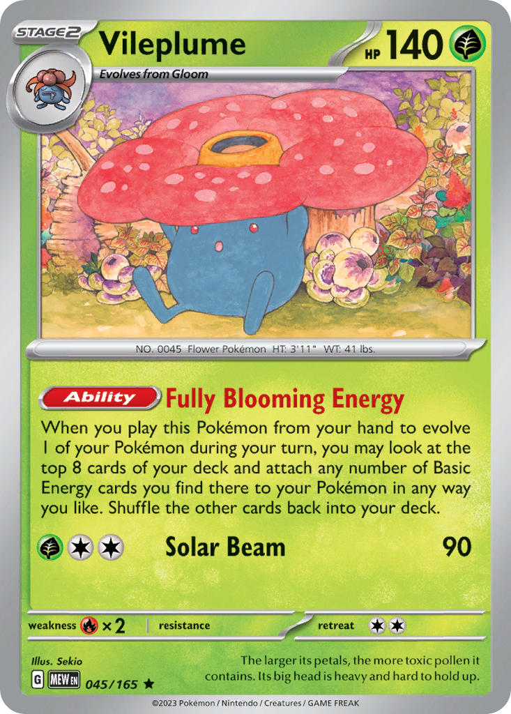 Vileplume⁣ - 151⁣ (Rare)⁣ [045] English / Near Mint / Reverse-Holo Normal