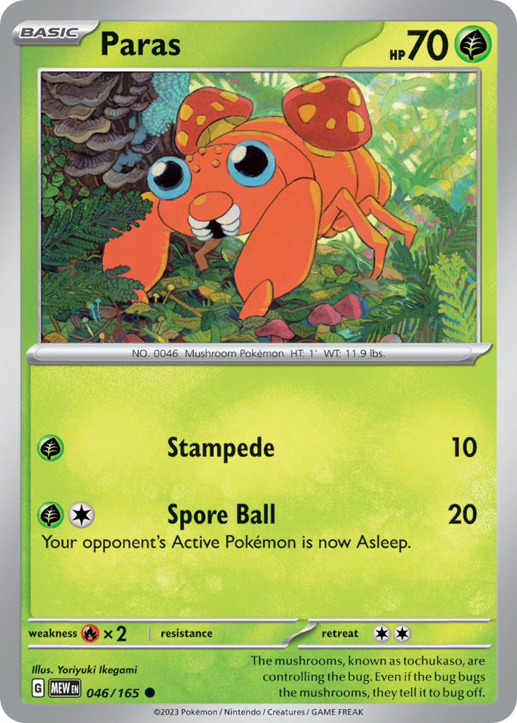 Paras⁣ - 151⁣ (Common)⁣ [046] English / Near Mint / Reverse-Holo Normal