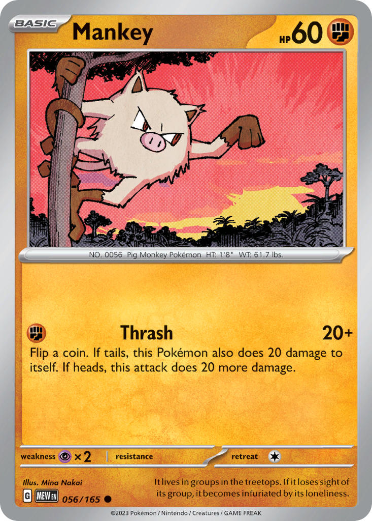 Mankey⁣ - 151⁣ (Common)⁣ [056] English / Near Mint / Reverse-Holo Normal