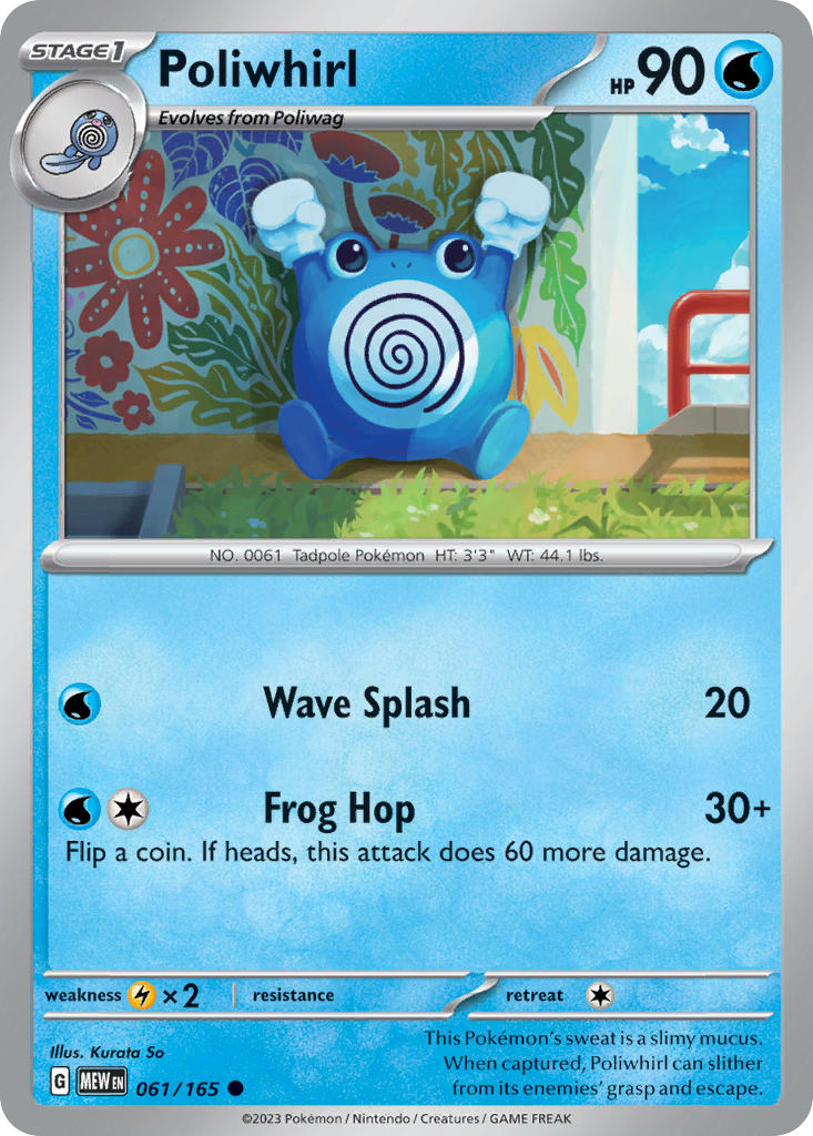 Poliwhirl⁣ - 151⁣ (Common)⁣ [061] English / Near Mint / Normal