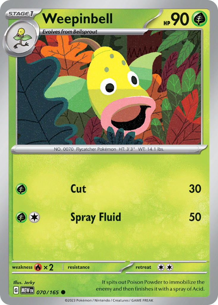 Weepinbell⁣ - 151⁣ (Common)⁣ [070] English / Near Mint / Reverse-Holo Normal