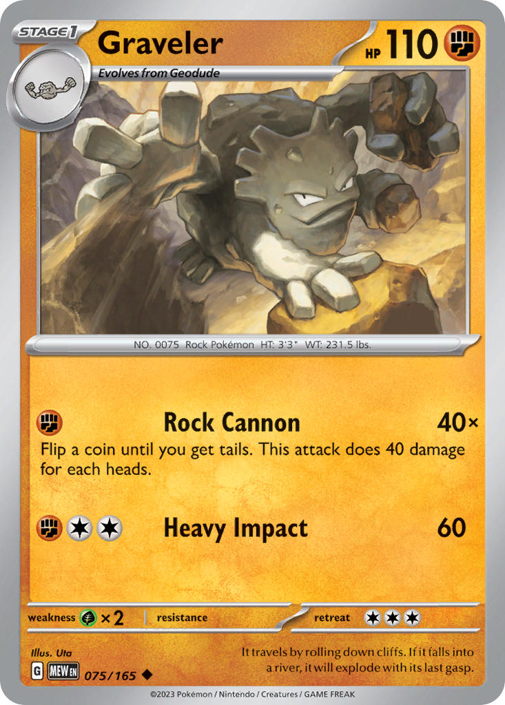 Graveler⁣ - 151⁣ (Uncommon)⁣ [075] English / Near Mint / Reverse-Holo Normal