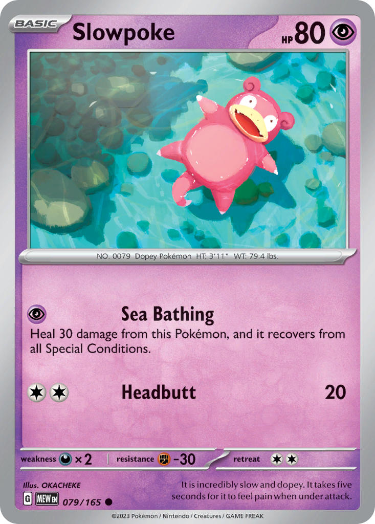 Slowpoke⁣ - 151⁣ (Common)⁣ [079] English / Near Mint / Reverse-Holo Normal