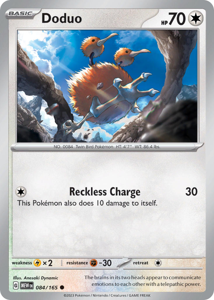 Doduo⁣ - 151⁣ (Common)⁣ [084] English / Near Mint / Reverse-Holo Normal