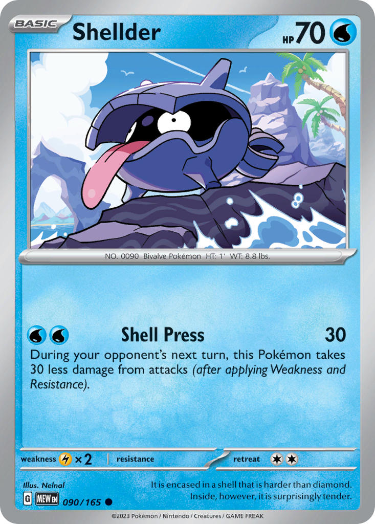 Shellder⁣ - 151⁣ (Common)⁣ [090] English / Near Mint / Reverse-Holo Normal