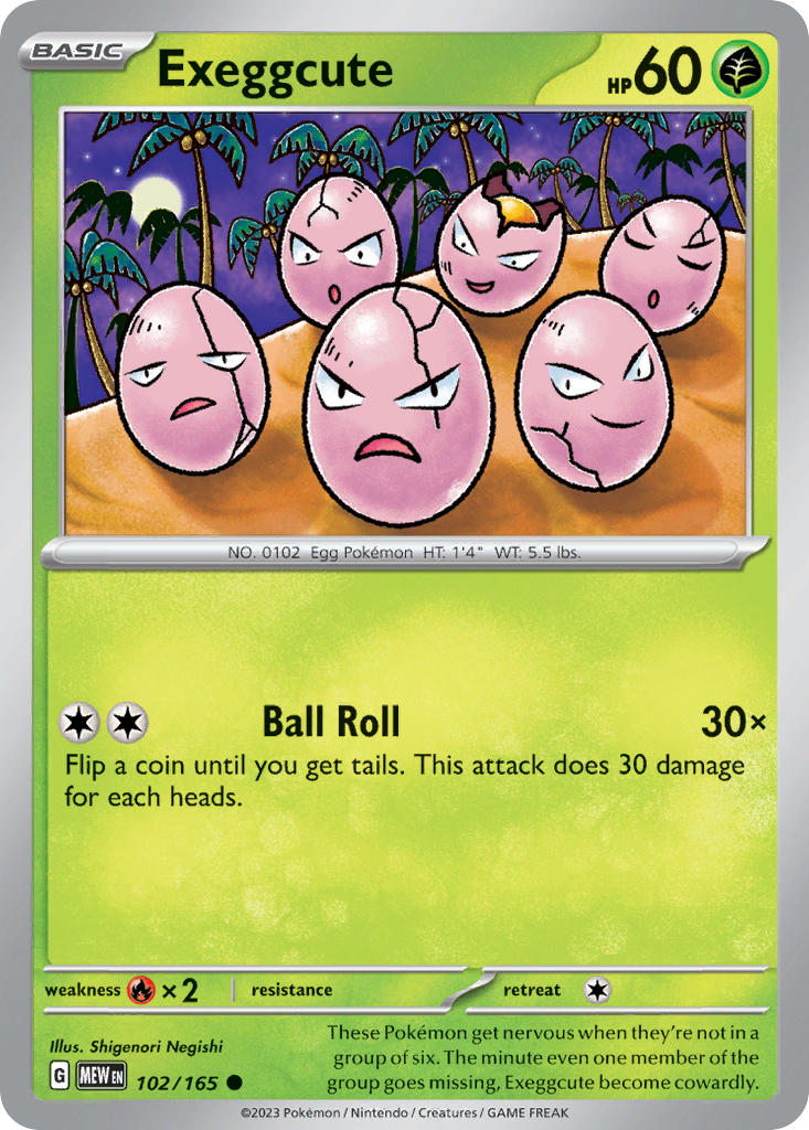 Exeggcute⁣ - 151⁣ (Common)⁣ [102] English / Near Mint / Reverse-Holo Normal