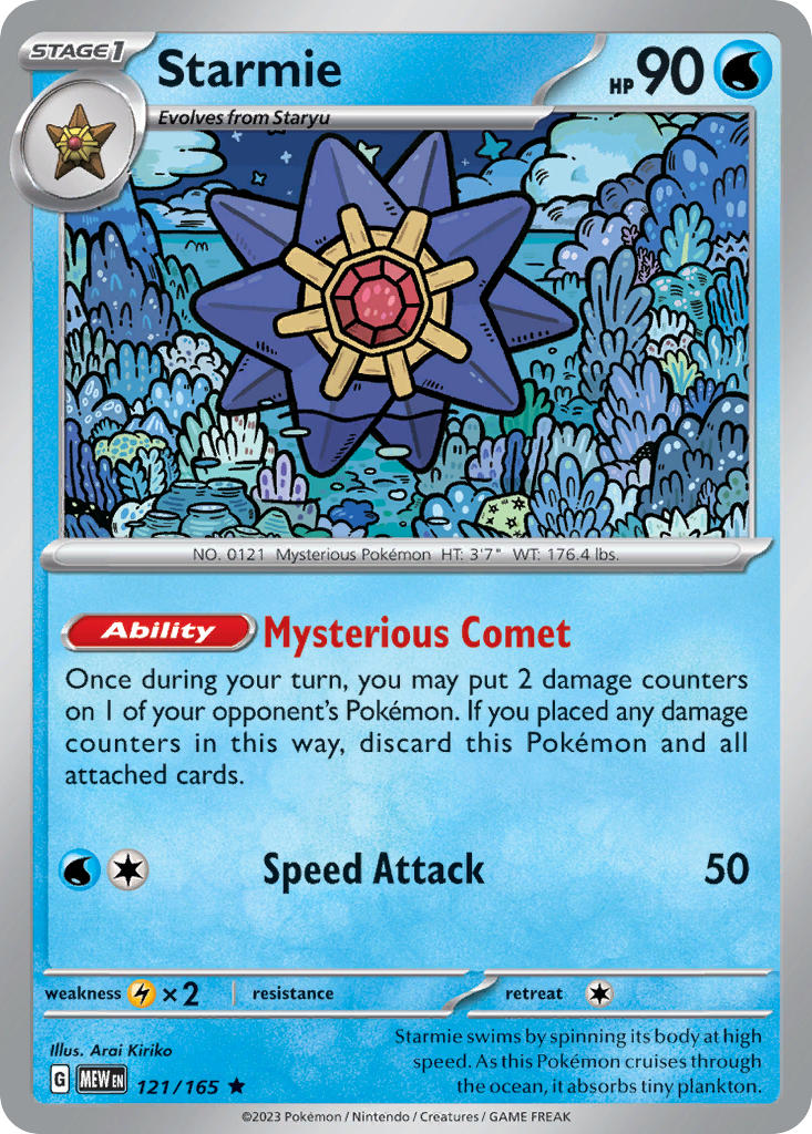 Starmie⁣ - 151⁣ (Rare)⁣ [121] English / Near Mint / Reverse-Holo Normal