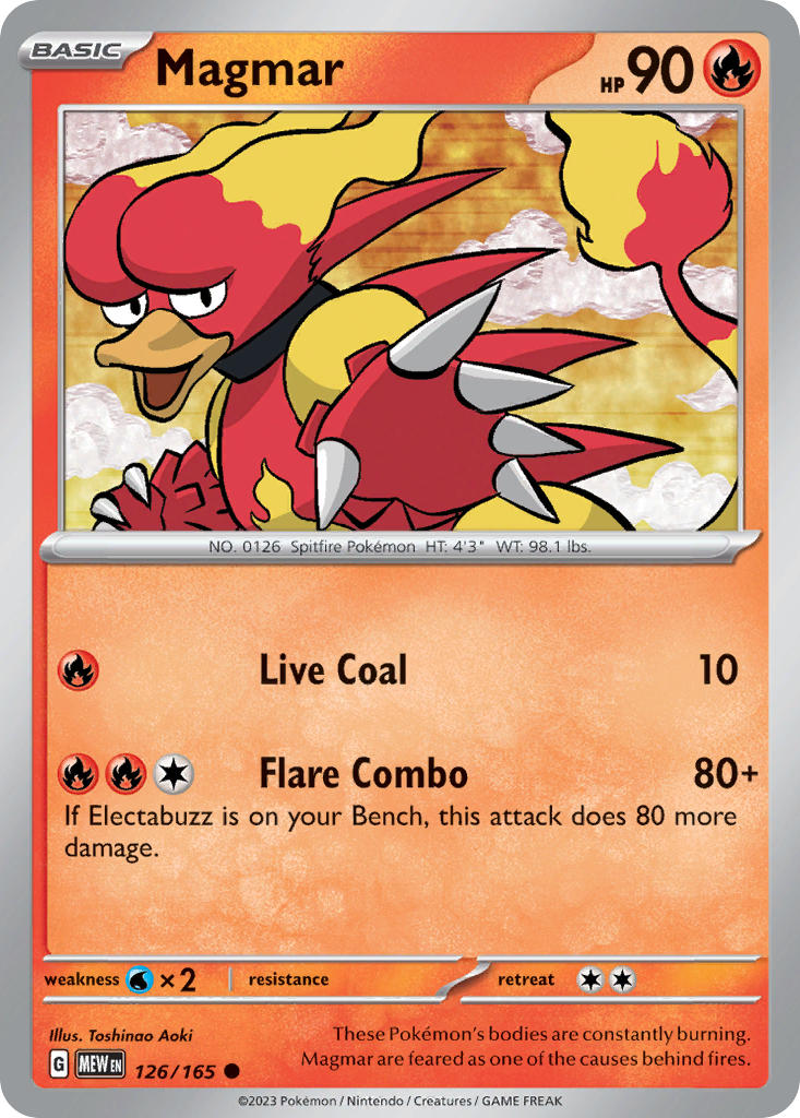Magmar⁣ - 151⁣ (Common)⁣ [126] English / Near Mint / Reverse-Holo Normal