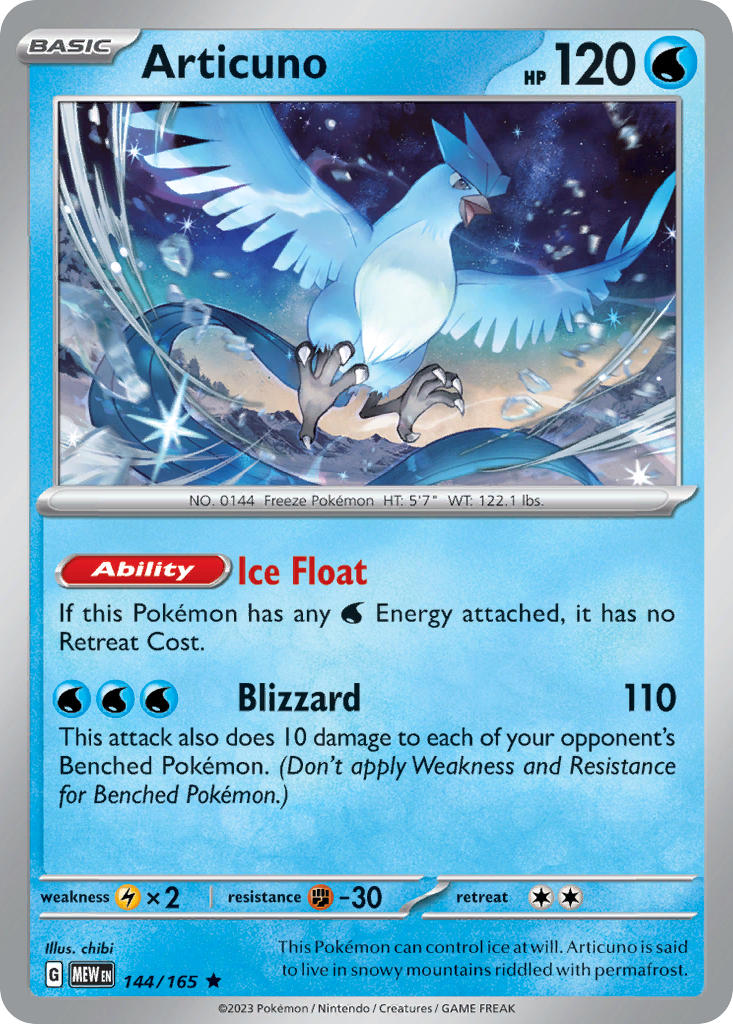 Articuno⁣ - 151⁣ (Rare)⁣ [144] English / Near Mint / Reverse-Holo Normal