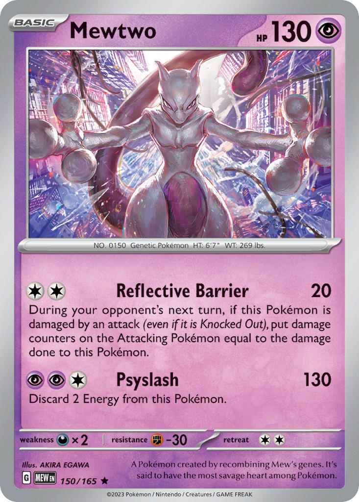 Mewtwo⁣ - 151⁣ (Rare)⁣ [150] English / Near Mint / Reverse-Holo Normal