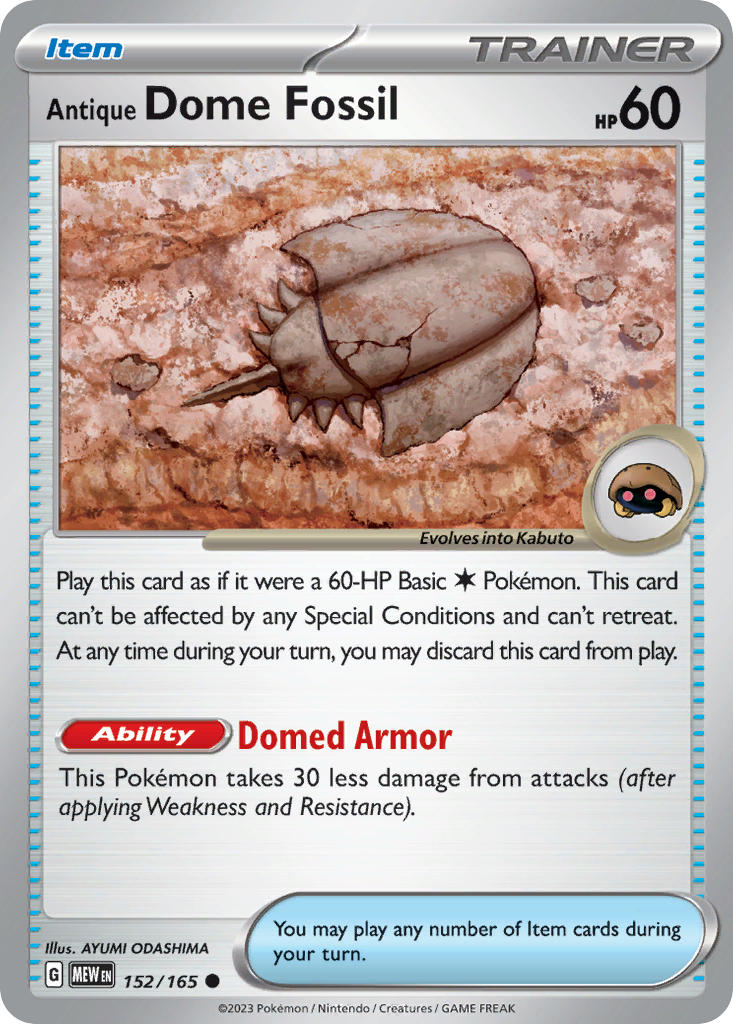 Antique Dome Fossil⁣ - 151⁣ (Common)⁣ [152] English / Near Mint / Normal