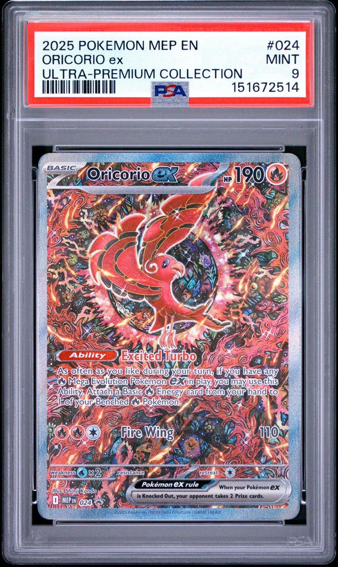 Oricorio ex #024 Mega Evolution Promos PSA 9 - forside
