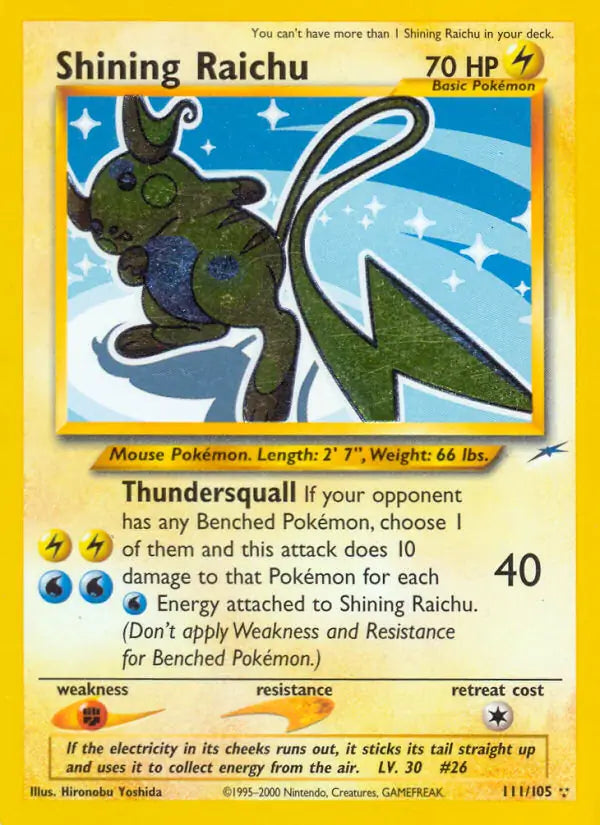 Shining Raichu - Neo Destiny (Secret Rare) [NDE-111] English / Near Mint / Normal