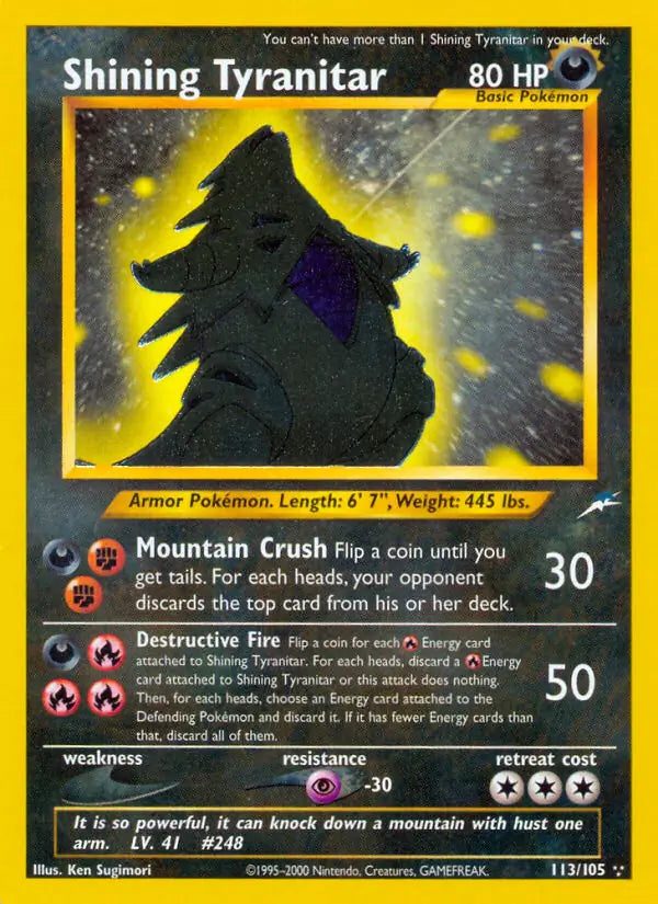Shining Tyranitar - Neo Destiny (Secret Rare) [NDE-113] English / Near Mint / Normal