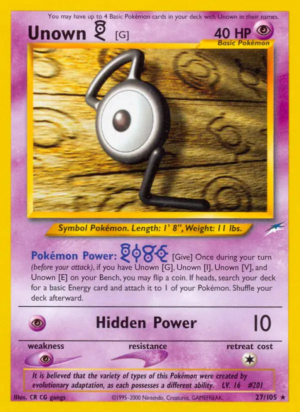 Unown [G]⁣ - Neo Destiny⁣ (Rare)⁣ [27] English / Poor / Normal