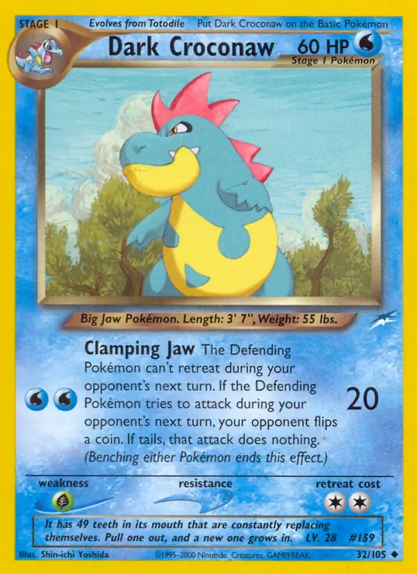 Dark Croconaw⁣ - Neo Destiny⁣ (Uncommon)⁣ [32] English / Excellent / Normal