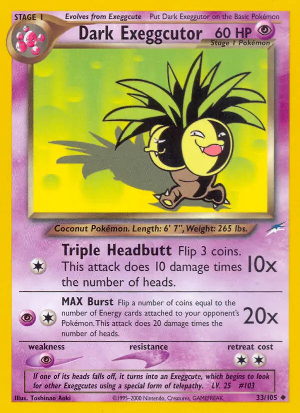 Dark Exeggutor⁣ - Neo Destiny⁣ (Uncommon)⁣ [33] English / Good / 1st-Edition