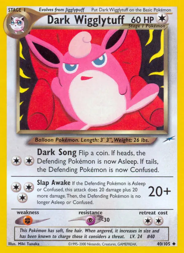 Dark Wigglytuff⁣ - Neo Destiny⁣ (Uncommon)⁣ [40] English / Excellent / 1st-Edition