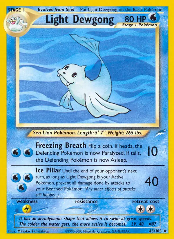 Light Dewgong⁣ - Neo Destiny⁣ (Uncommon)⁣ [45] English / Light Played / Normal