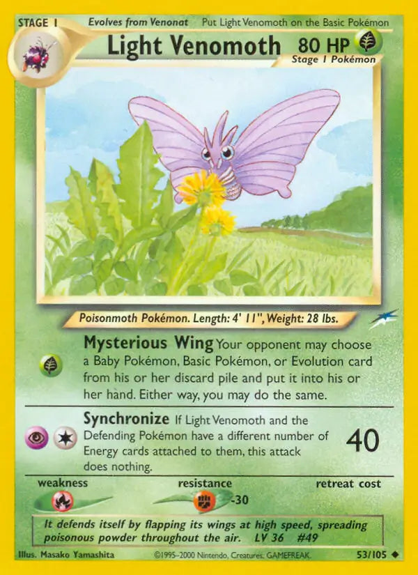 Light Venomoth⁣ - Neo Destiny⁣ (Uncommon)⁣ [53] English / Played / Normal