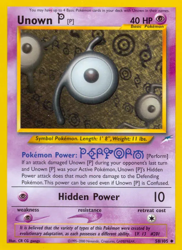 Unown [P]⁣ - Neo Destiny⁣ (Uncommon)⁣ [58] English / Good / 1st-Edition