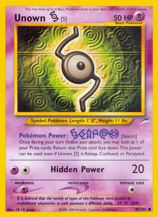 Unown [S]⁣ - Neo Destiny⁣ (Common)⁣ [87] English / Good / 1st-Edition