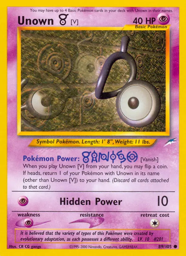 Unown [V]⁣ - Neo Destiny⁣ (Common)⁣ [89] English / Played / 1st-Edition