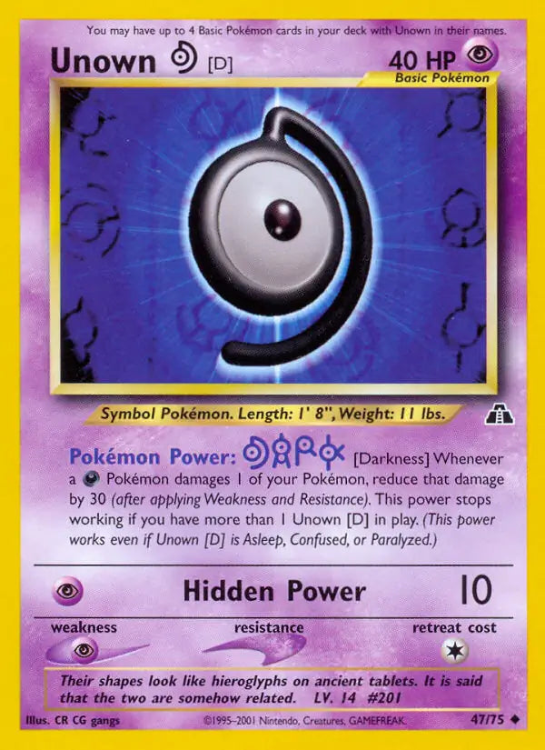 Unown [D]⁣ - Neo Discovery⁣ (Uncommon)⁣ [47] English / Near Mint / 1st-Edition