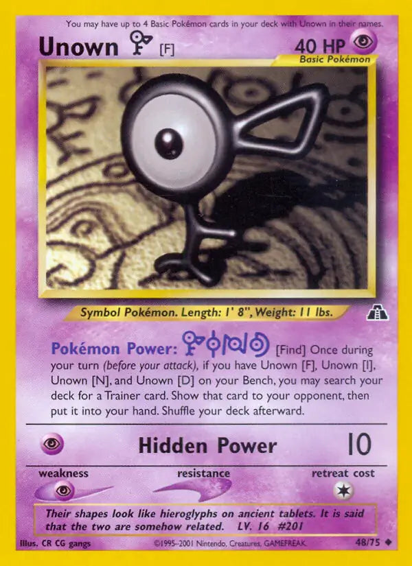 Unown [F]⁣ - Neo Discovery⁣ (Uncommon)⁣ [48] English / Near Mint / 1st-Edition