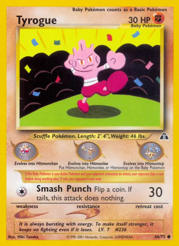 Tyrogue⁣ - Neo Discovery⁣ (Common)⁣ [66] English / Excellent / Normal