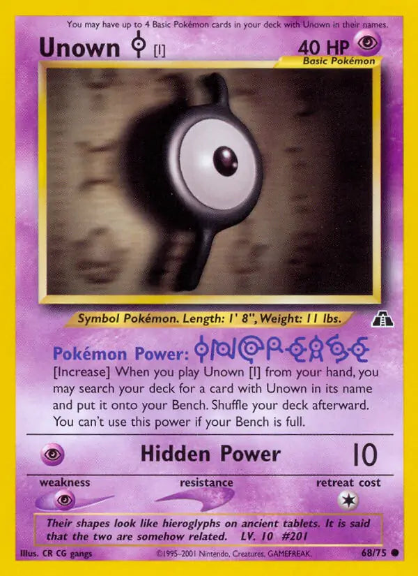 Unown [I]⁣ - Neo Discovery⁣ (Common)⁣ [68] English / Excellent / Normal