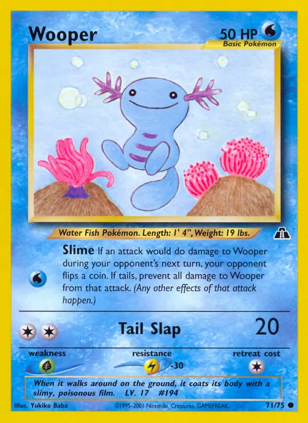 Wooper⁣ - Neo Discovery⁣ (Common)⁣ [71] English / Excellent / Normal