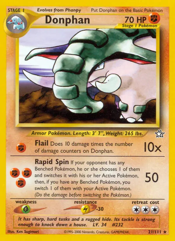 Donphan⁣ - Neo Genesis⁣ (Rare)⁣ [21] English / Played / 1st-Edition