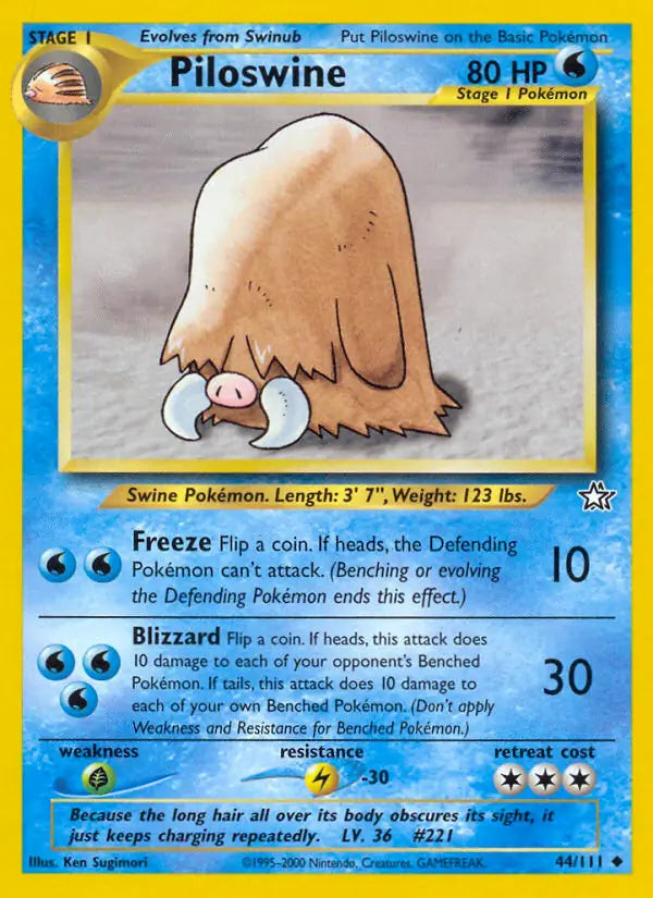 Piloswine⁣ - Neo Genesis⁣ (Uncommon)⁣ [44] English / Played / 1st-Edition