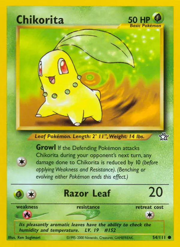 Chikorita⁣ - Neo Genesis⁣ (Common)⁣ [54] English / Excellent / 1st-Edition