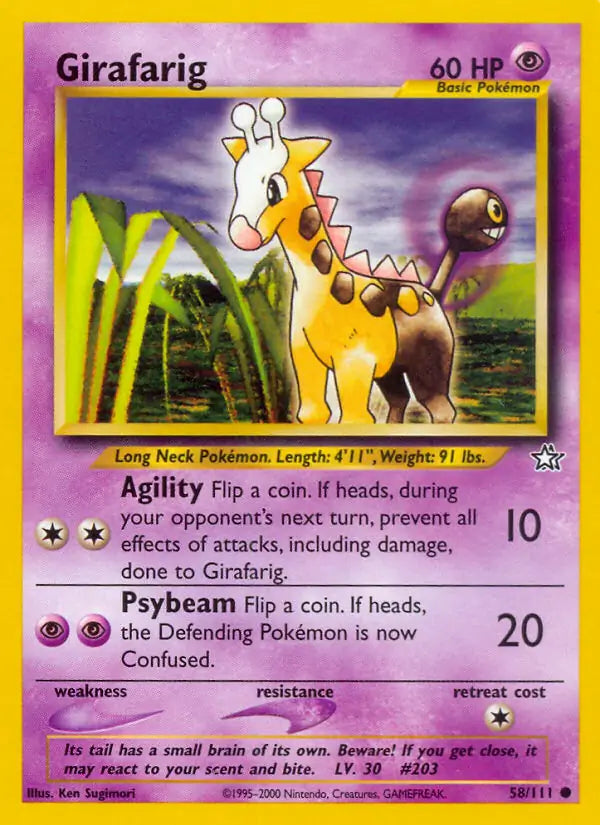 Girafarig⁣ - Neo Genesis⁣ (Common)⁣ [58] English / Excellent / 1st-Edition