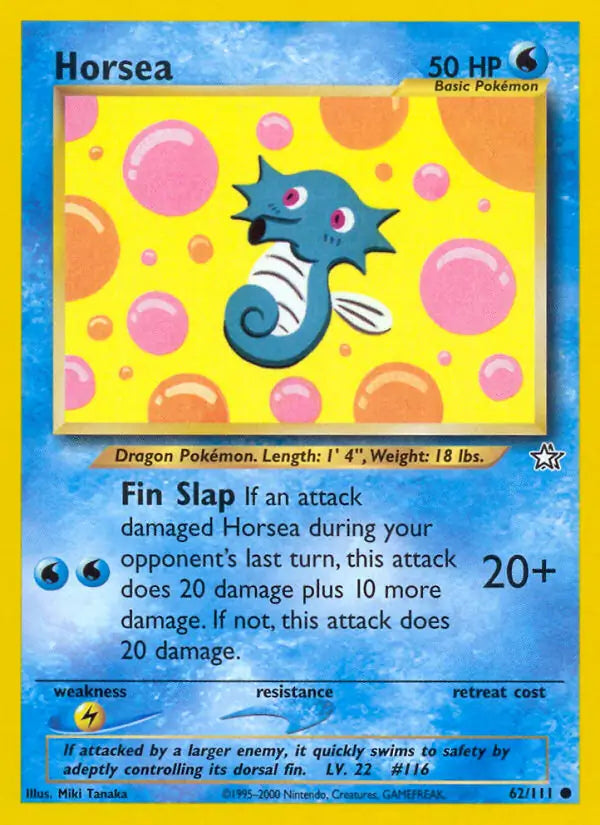 Horsea⁣ - Neo Genesis⁣ (Common)⁣ [62] English / Played / 1st-Edition
