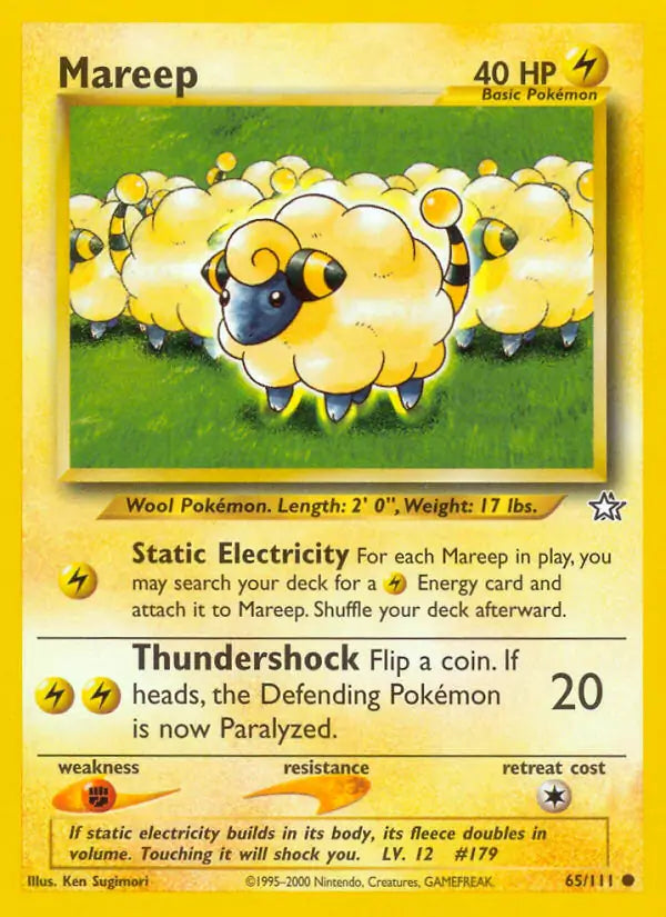 Mareep⁣ - Neo Genesis⁣ (Common)⁣ [65] English / Excellent / 1st-Edition