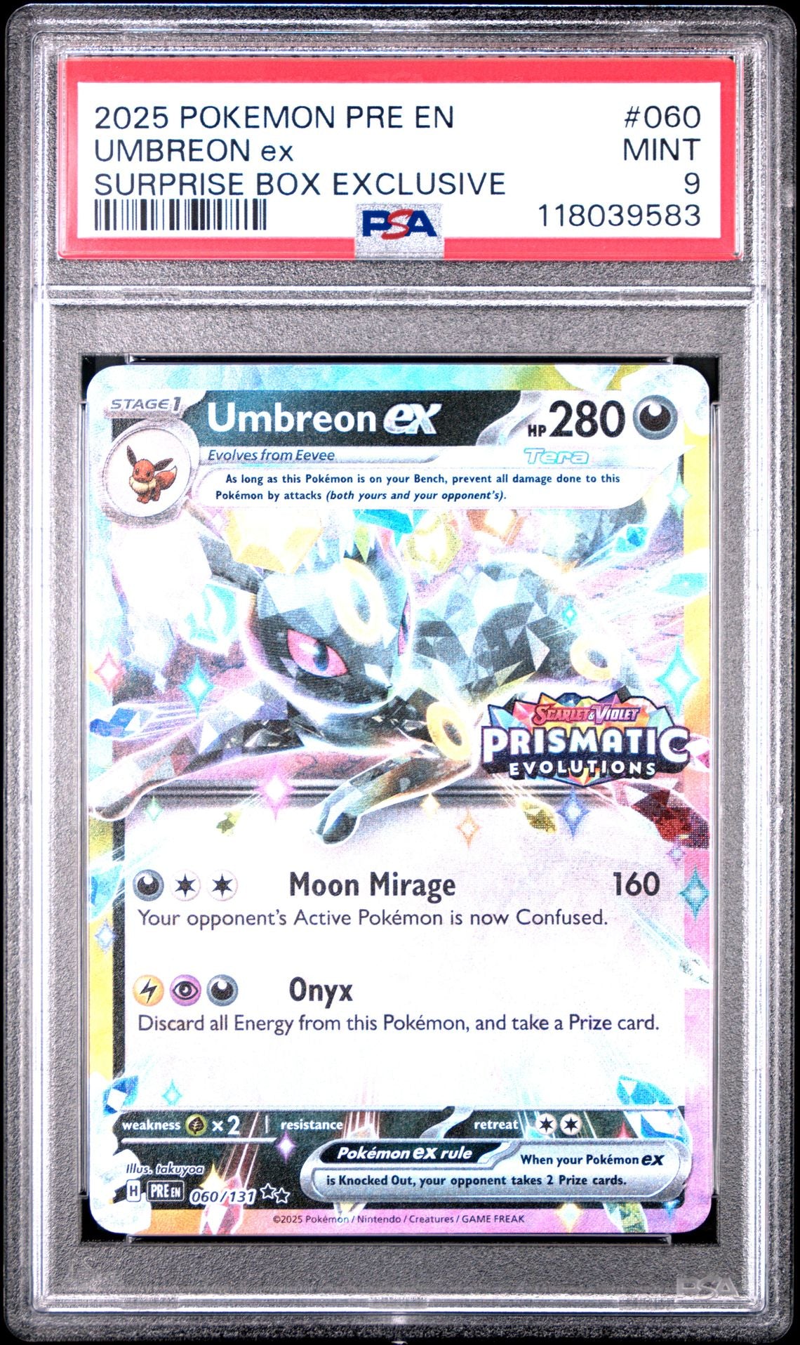 Umbreon ex #060 Prismatic Evolutions PSA 9 - forside