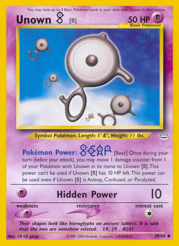 Unown [B]⁣ - Neo Revelation⁣ (Uncommon)⁣ [39] English / Poor / Normal