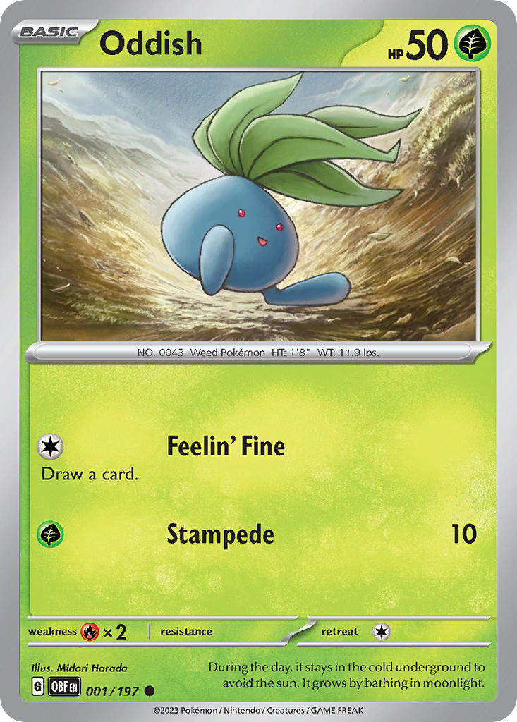 Oddish⁣ - Obsidian Flames⁣ (Common)⁣ [001] English / Near Mint / Reverse-Holo Normal