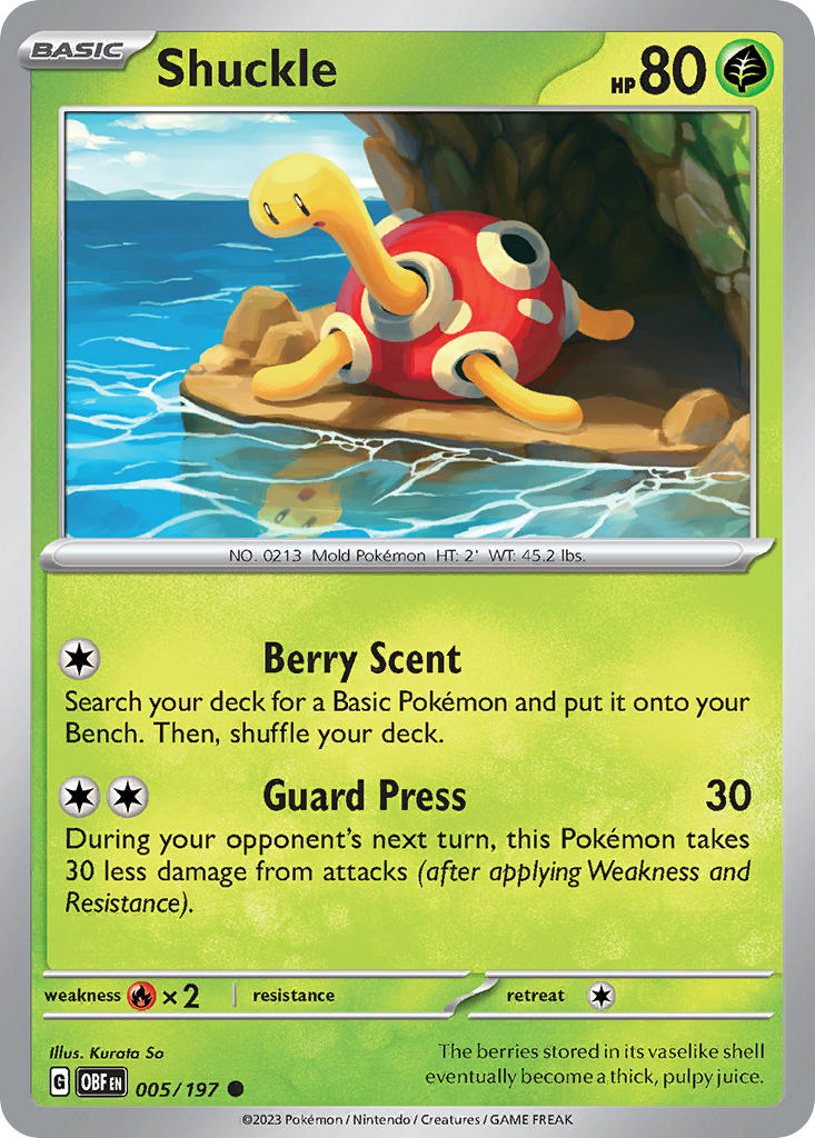 Shuckle⁣ - Obsidian Flames⁣ (Common)⁣ [005] English / Near Mint / Normal