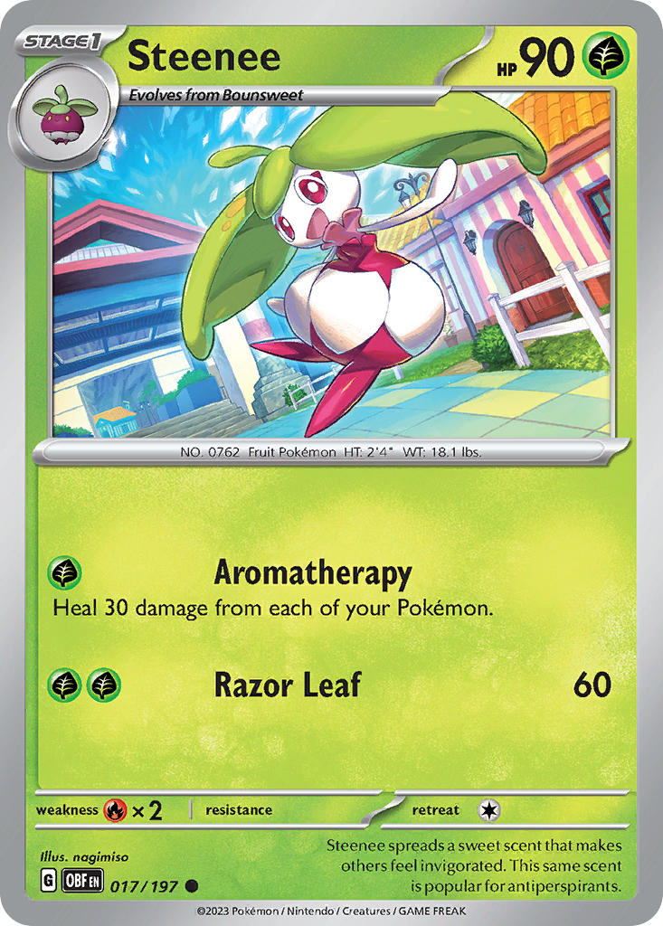 Steenee⁣ - Obsidian Flames⁣ (Common)⁣ [017] English / Near Mint / Reverse-Holo Normal