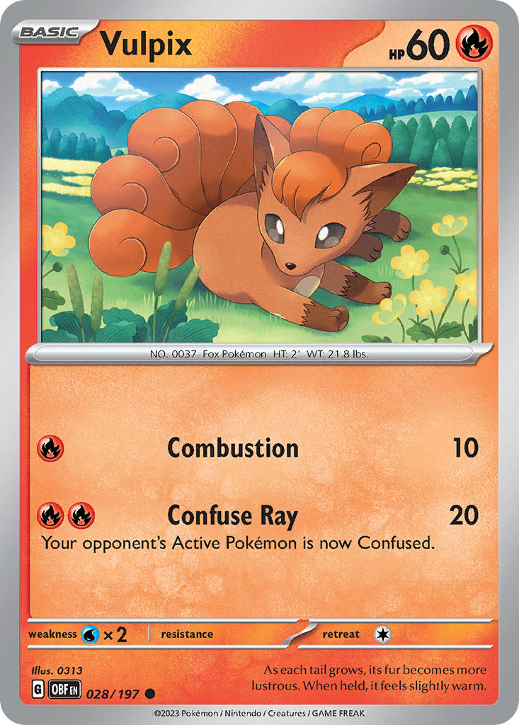 Vulpix⁣ - Obsidian Flames⁣ (Common)⁣ [028] English / Near Mint / Reverse-Holo Normal
