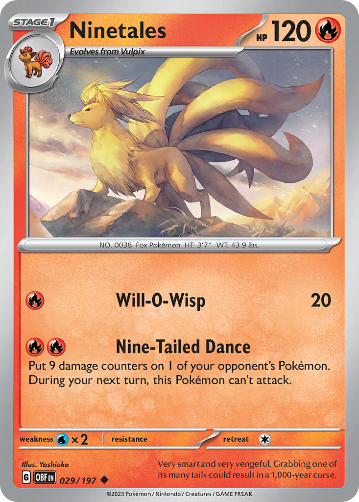 Ninetales⁣ - Obsidian Flames⁣ (Uncommon)⁣ [029] English / Near Mint / Normal