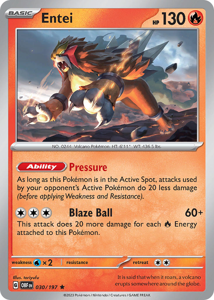 Entei⁣ - Obsidian Flames⁣ (Rare)⁣ [030]