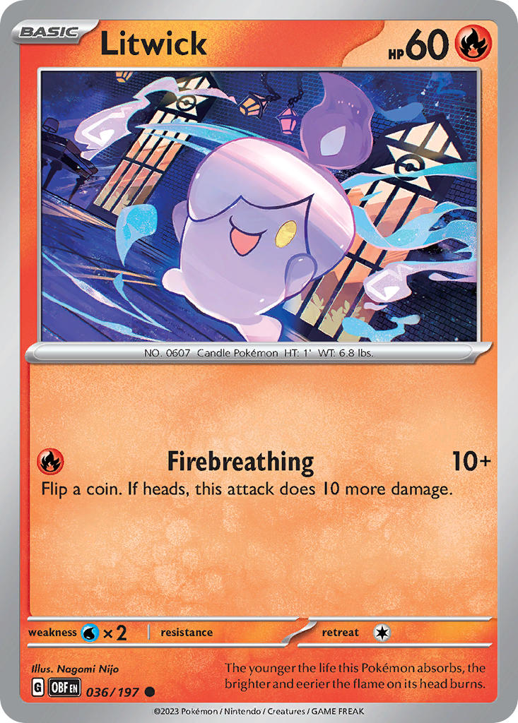Litwick⁣ - Obsidian Flames⁣ (Common)⁣ [036] English / Near Mint / Reverse-Holo Normal
